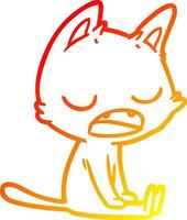 warme Gradientenlinie Zeichnung sprechende Katze Cartoon vektor