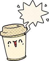 tecknad ta ut kaffe och pratbubbla i serietidningsstil vektor