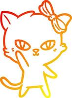 warme Gradientenlinie zeichnet niedliche Cartoon-Katze vektor
