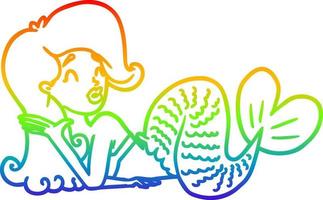 Regenbogen-Gradientenlinie Zeichnung Cartoon-Meerjungfrau vektor