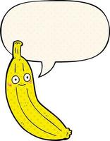 tecknad banan och pratbubbla i serietidningsstil vektor