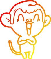 warme Gradientenlinie Zeichnung Cartoon lachender Affe vektor