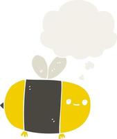 niedliche Cartoon-Biene und Gedankenblase im Retro-Stil vektor