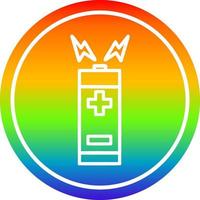 Batterie kreisförmig im Regenbogenspektrum vektor