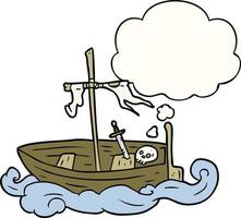 tecknad serie gammal båt och trodde bubbla vektor