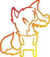 warme Gradientenlinie Zeichnung lachender Fuchs Cartoon vektor