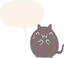 glückliche Cartoon-Katze und Sprechblase im Retro-Stil vektor