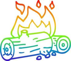 Regenbogen-Gradientenlinie Zeichnung Cartoon brennende Protokolle vektor