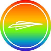 Papierflieger kreisförmig im Regenbogenspektrum vektor