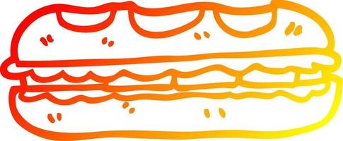 varm gradient linjeteckning tecknad välsmakande smörgås vektor