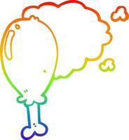 Regenbogen-Gradientenlinie Zeichnung Cartoon Hühnerbein vektor