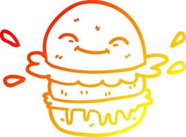 Warme Gradientenlinie Zeichnung Cartoon Fast Food Burger vektor