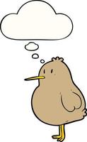 Cartoon-Kiwi-Vogel und Gedankenblase vektor
