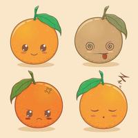 Orangefarbene Emoticon-Zeichentrickfigur, Vektordesign vektor