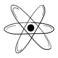 klotter klistermärke enkel ikon med atom vektor