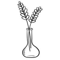 Gekritzelblumen in einer Vase von ungewöhnlicher Form, Zimmerpflanzen vektor