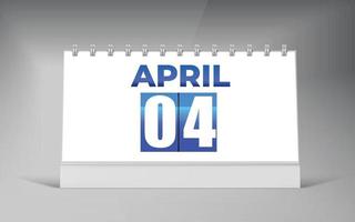 april 04, skrivbord kalender design mall. enda datum kalender design. vektor