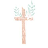 kruzifix oder kreuz und blumen lilien und palmblätter er ist auferstanden auferstehung christi ostern hochzeit taufe aquarellmalerei vektor