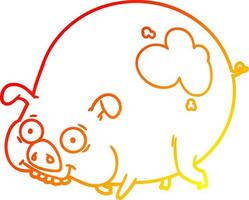 warme Gradientenlinie Zeichnung Cartoon schlammiges Schwein vektor
