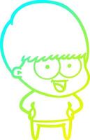 Kalte Gradientenlinie zeichnet glücklichen Cartoon-Jungen vektor