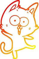 warme Gradientenlinie, die lustige Cartoon-Katze zeichnet vektor