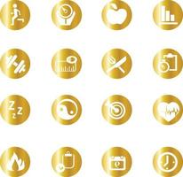 Gold-Fitness-Symbole isoliert auf weißem Hintergrund
