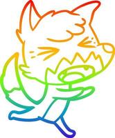 Regenbogen-Gradientenlinie, die wütenden Cartoon-Fuchs läuft vektor