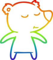Regenbogen-Gradientenlinie zeichnet glücklichen Cartoon-Bären vektor