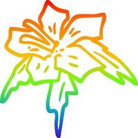 Regenbogen-Gradientenlinie Zeichnung Cartoon exotische Blume vektor