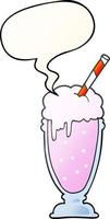 tecknad milkshake och pratbubbla i mjuk gradient stil vektor