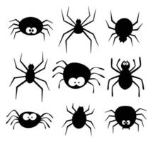 Spinne von Halloween isoliert auf weißem Hintergrund. gruselige Spinnennetz handgezeichnete Silhouette. vektor