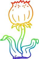 Regenbogen-Gradientenlinie Zeichnung Cartoon wilde Blume vektor