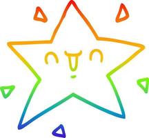 Regenbogen-Gradientenlinie Zeichnung Cartoon glücklicher Stern vektor