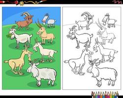 Cartoon-Ziegen-Bauernhof-Tierfiguren zum Ausmalen vektor