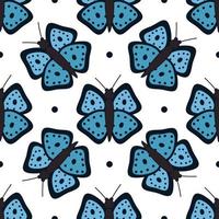 blå fjäril mönster på en vit bakgrund för använda sig av som en skriva ut. vektor isolerat bild för textil- tillämpningar eller förpackning design