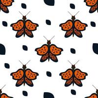 orangefarbenes Schmetterlingsmuster auf weißem Hintergrund für Webdesign. Vektorbild zur Verwendung als Druck vektor