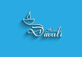Glad Diwali-kort med blå bakgrund vektor