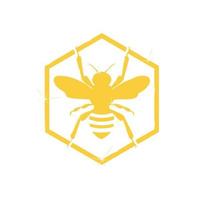 goldglänzendes Bienensymbol innerhalb des sechseckigen Vektordesign-Illustrators vektor