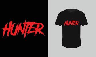 Jäger-T-Shirt-Design, Horror-T-Shirt-Design, rotes schwarzes T-Shirt vektor