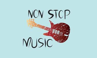 Non-Stop-Rocking-Gradienteneffekt, Handzeichnung, Gitarre, Typografie, Logo, T-Shirt-Design vektor