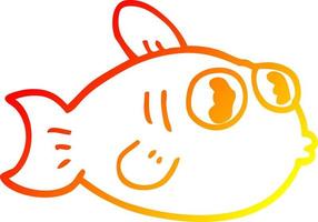 warme Gradientenlinie Zeichnung Cartoon-Fisch vektor