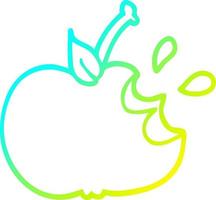 Kalte Gradientenlinie Zeichnung Cartoon saftig angebissener Apfel vektor