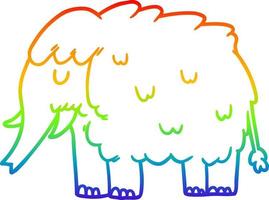 Regenbogen-Gradientenlinie Zeichnung Cartoon-Mammut vektor