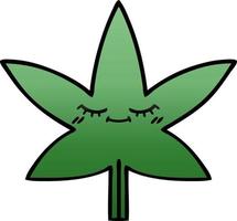 Farbverlauf schattiertes Cartoon-Marihuana-Blatt vektor