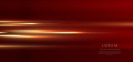 abstrakt bakgrund lyx röd elegant geometrisk horisontell med guld belysning effekt och gnistrande med kopia Plats för text. mall premie tilldela design. vektor