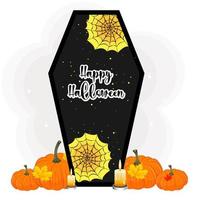 Happy Halloween-Sarg mit Kürbissen, Vektorillustration vektor