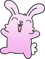 skurriler Farbverlauf schattiertes Cartoon-Kaninchen vektor