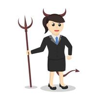 Geschäftsfrau-Sekretärin Dämon roter Unternehmer-Design-Charakter auf weißem Hintergrund vektor