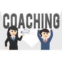 Coaching-Charakterdesign der Geschäftsfrau auf weißem Hintergrund vektor