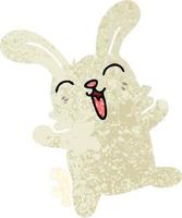 skurriles Cartoon-Kaninchen im Retro-Illustrationsstil vektor
